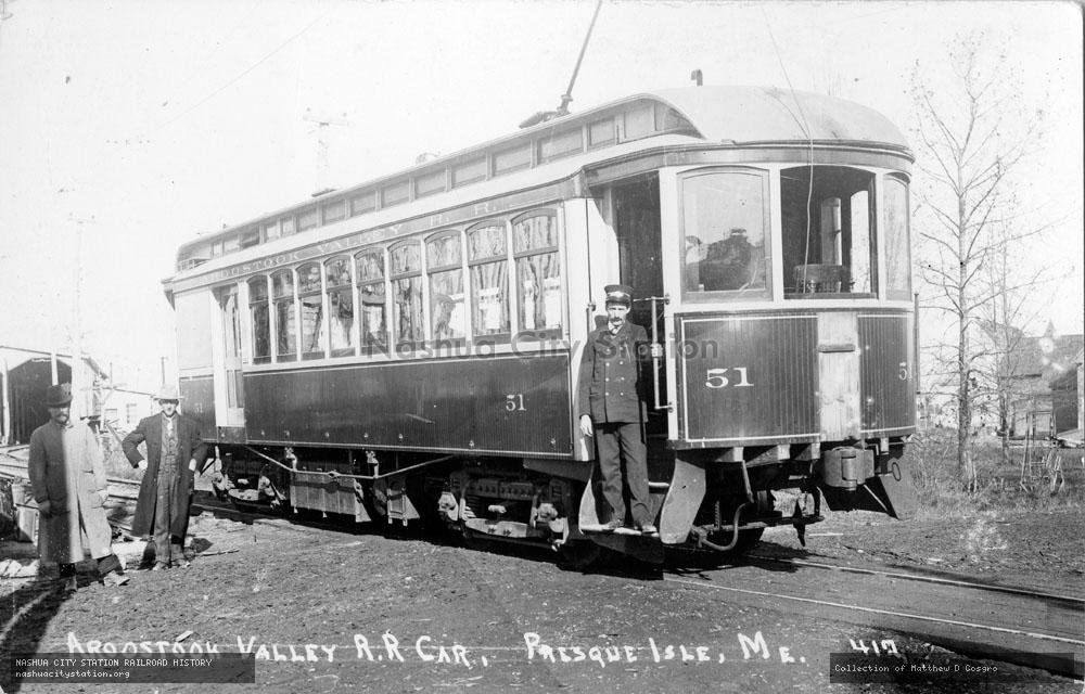 Postcard: Aroostook Valley Railroad #51 - Presque Isle, Maine